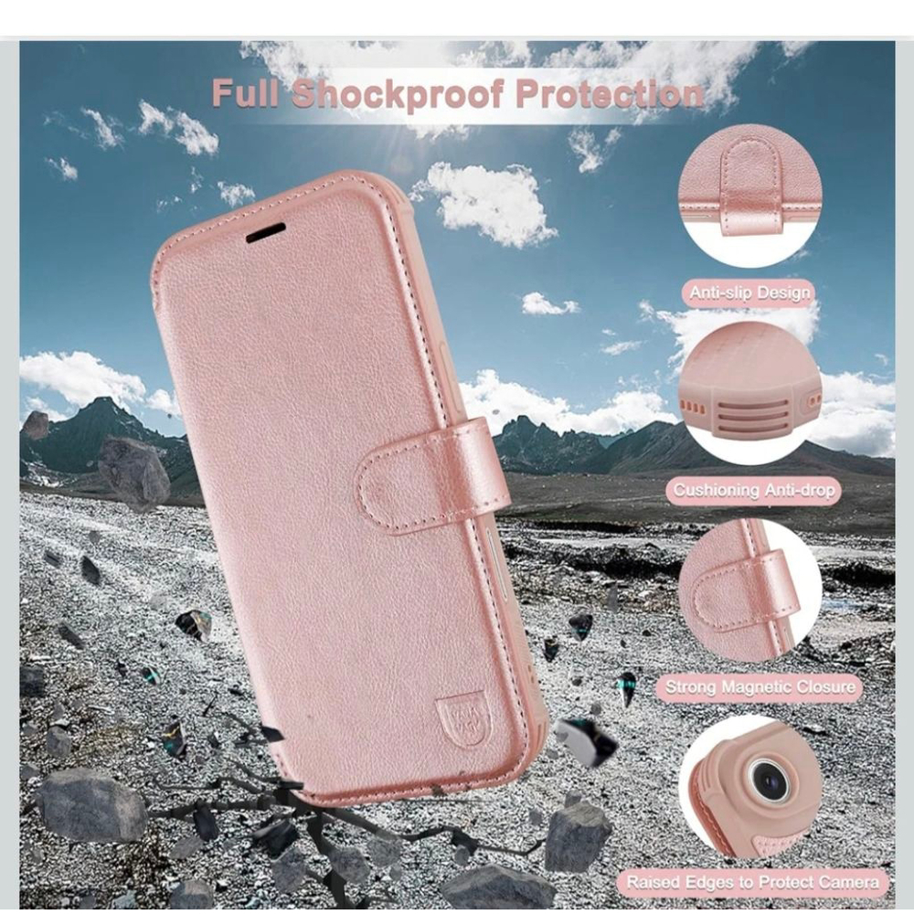 VANAVAGY Pink iPhone Air Wallet Case for Magsafe Wireless Charging One Size - Picture 4 of 6